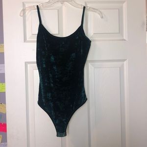 Green Velvet Scoop Back Bodysuit